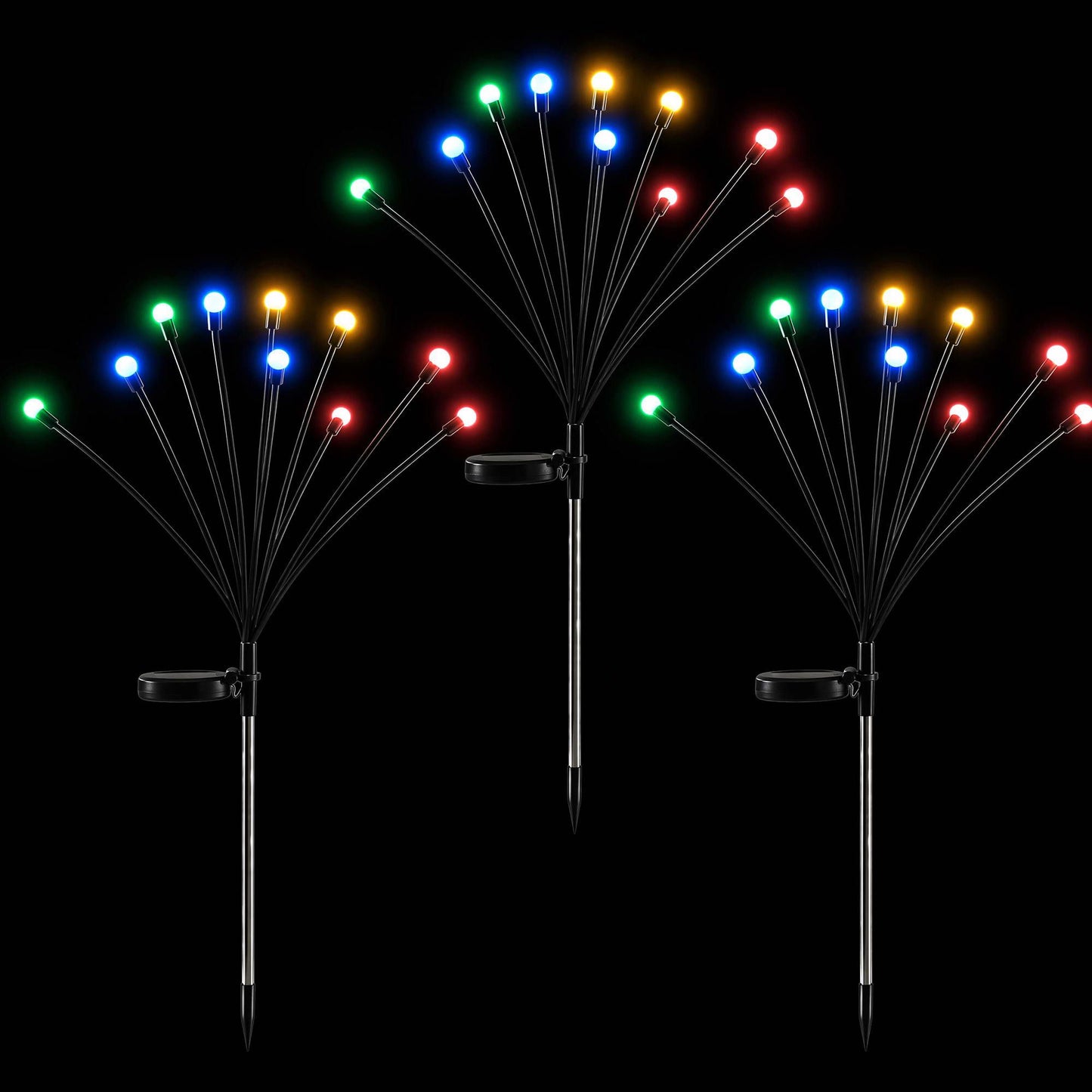 Jingle Jollys Solar Firefly Garden Stake Lights Multicolour 3 Pack 30 LED