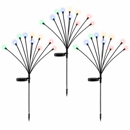 Jingle Jollys Solar Firefly Garden Stake Lights Multicolour 3 Pack 30 LED