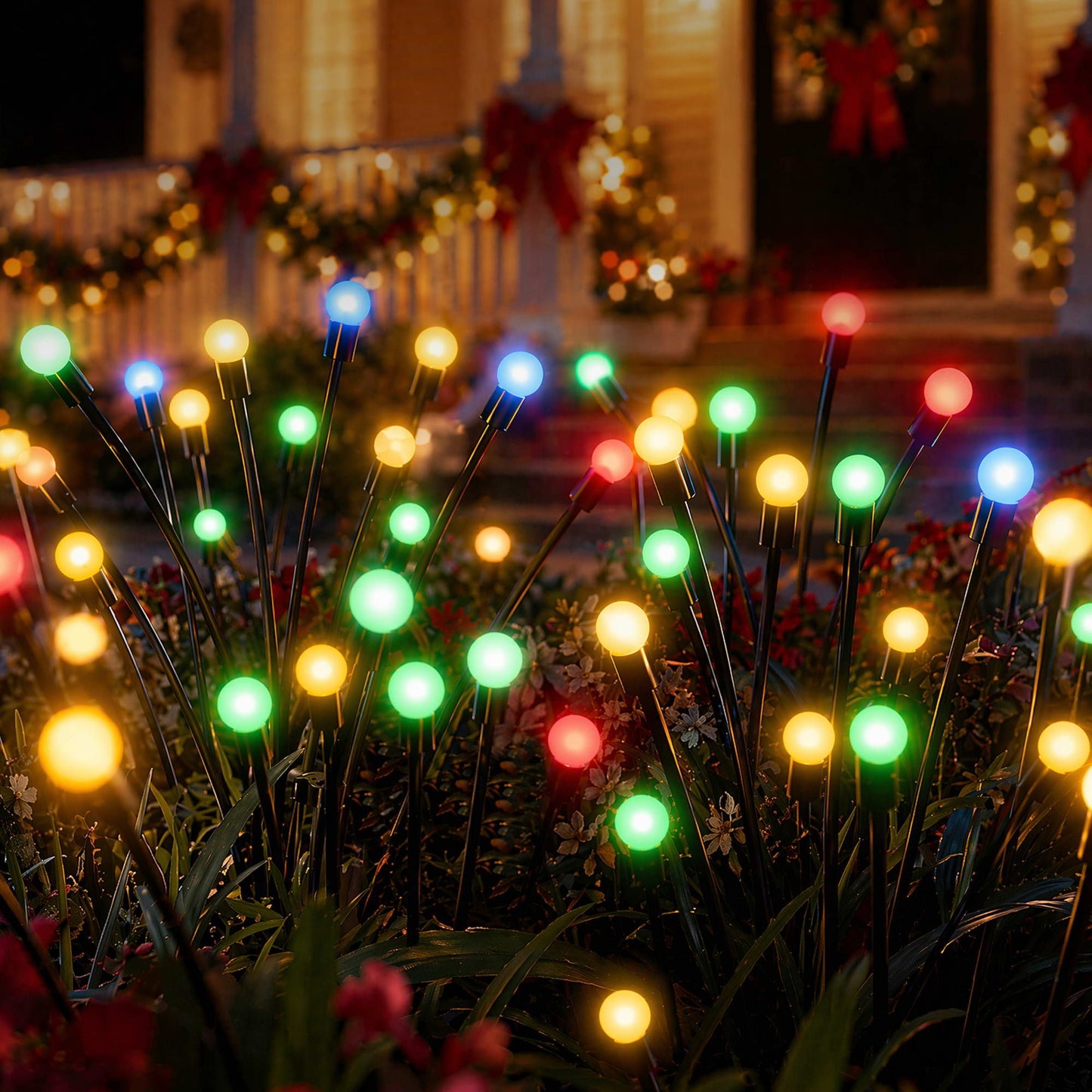 Jingle Jollys Solar Firefly Garden Stake Lights Multicolour 3 Pack 30 LED