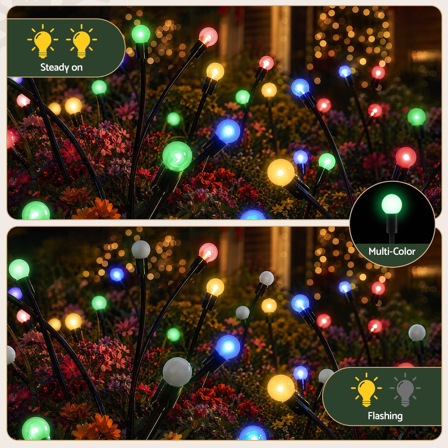 Jingle Jollys Solar Firefly Garden Stake Lights Multicolour 3 Pack 30 LED