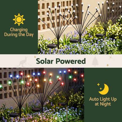 Jingle Jollys Solar Firefly Garden Stake Lights Multicolour 3 Pack 30 LED