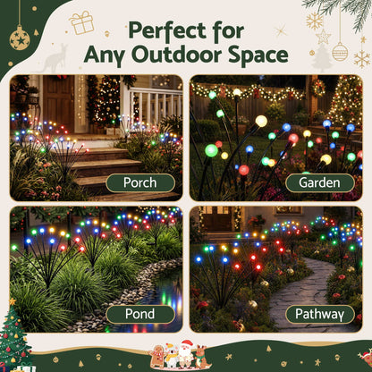 Jingle Jollys Solar Firefly Garden Stake Lights Multicolour 3 Pack 30 LED
