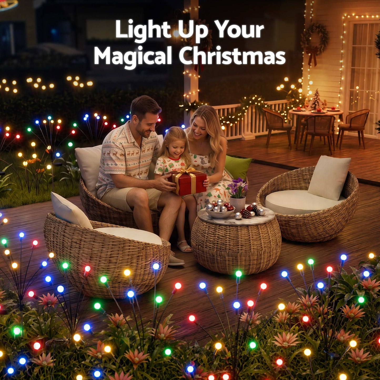 Jingle Jollys Solar Firefly Garden Stake Lights Multicolour 3 Pack 30 LED