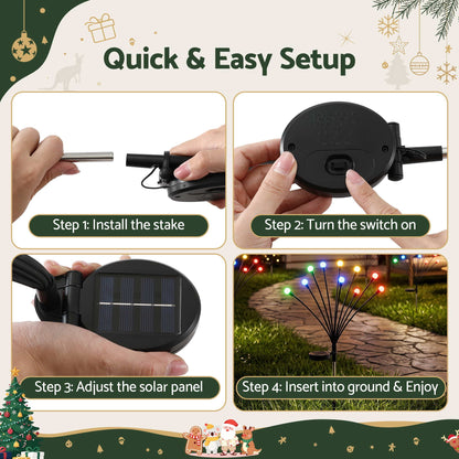 Jingle Jollys Solar Firefly Garden Stake Lights Multicolour 3 Pack 30 LED