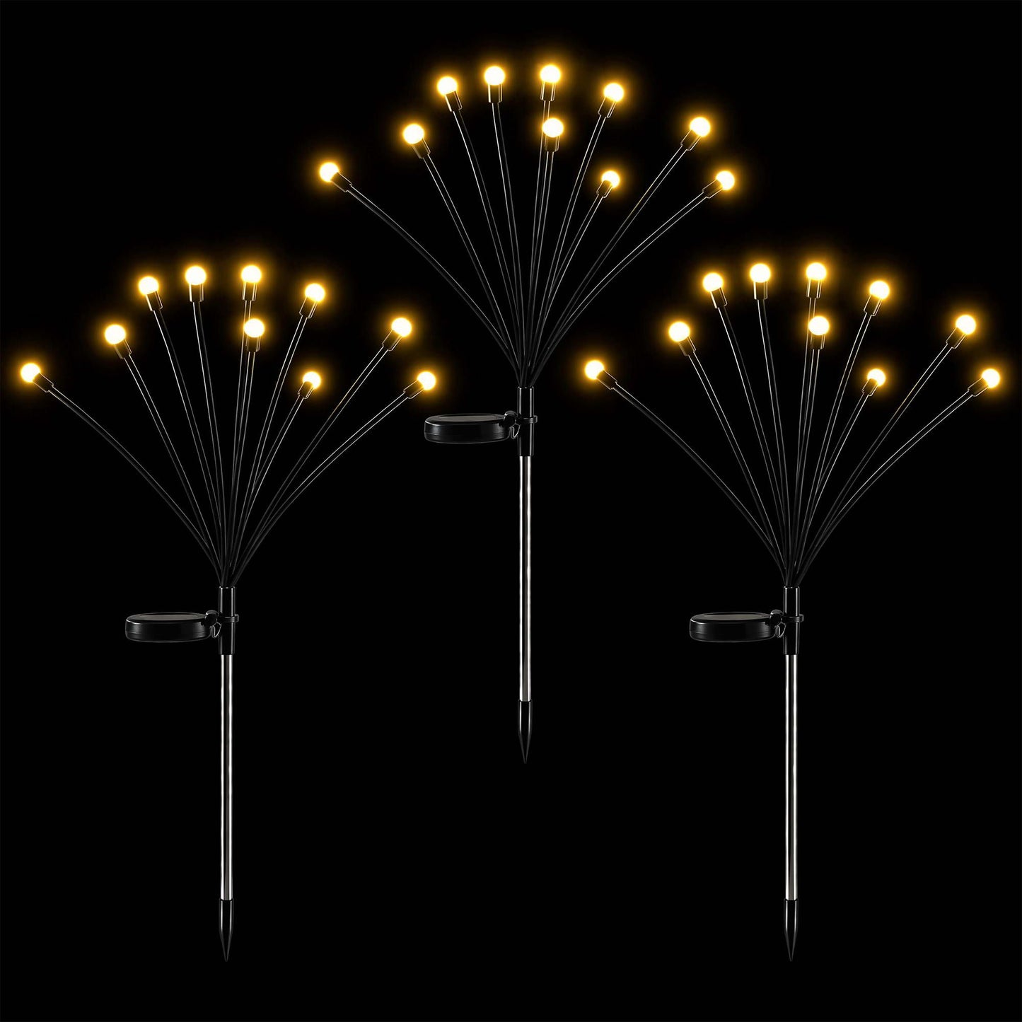 Jingle Jollys Solar Firefly Garden Stake Lights Warm White 3 Pack 30 LED