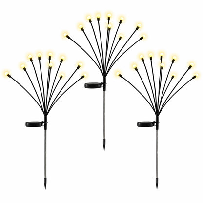 Jingle Jollys Solar Firefly Garden Stake Lights Warm White 3 Pack 30 LED