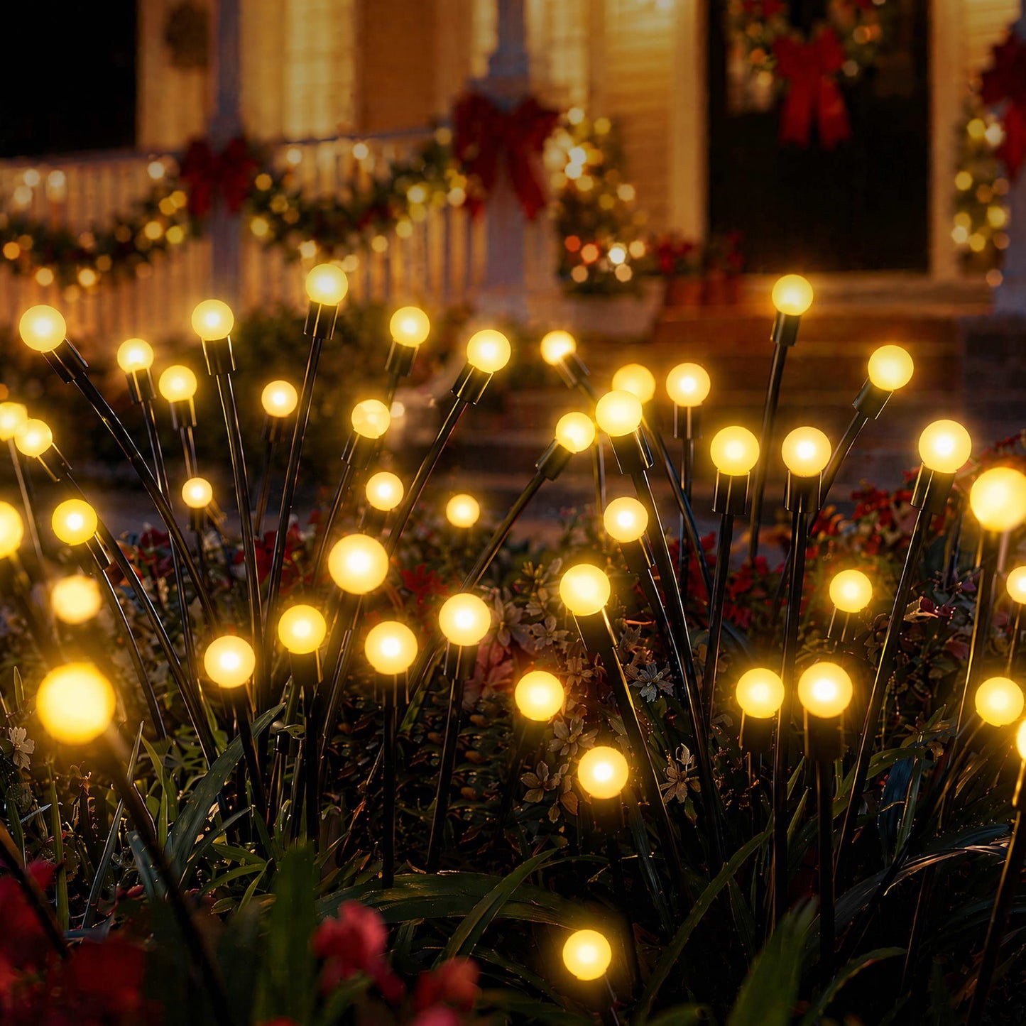 Jingle Jollys Solar Firefly Garden Stake Lights Warm White 3 Pack 30 LED