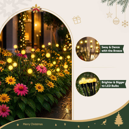 Jingle Jollys Solar Firefly Garden Stake Lights Warm White 3 Pack 30 LED