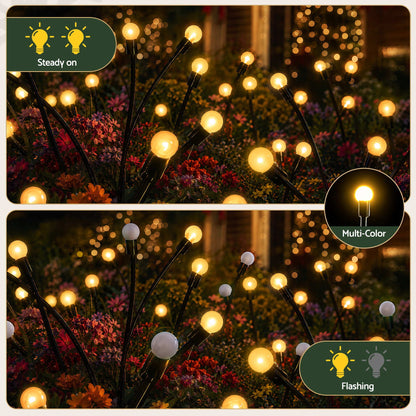 Jingle Jollys Solar Firefly Garden Stake Lights Warm White 3 Pack 30 LED
