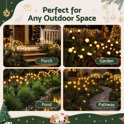 Jingle Jollys Solar Firefly Garden Stake Lights Warm White 3 Pack 30 LED