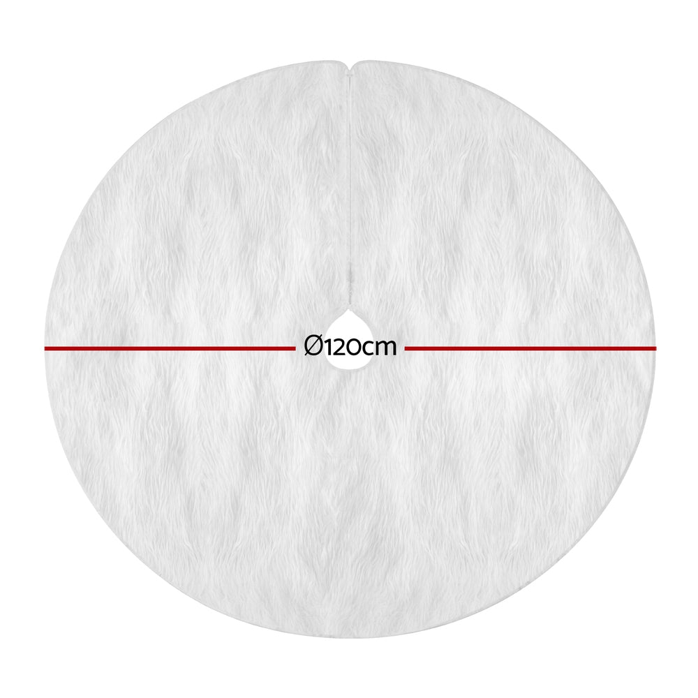 Jingle Jollys Plush Christmas Tree Skirt 120cm - White - view 2
