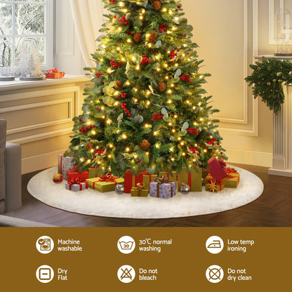 Jingle Jollys Plush Christmas Tree Skirt 120cm - White - view 4