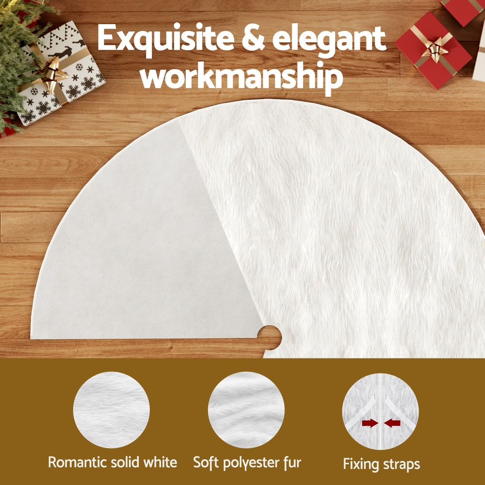 Jingle Jollys Plush Christmas Tree Skirt 120cm - White - view 5
