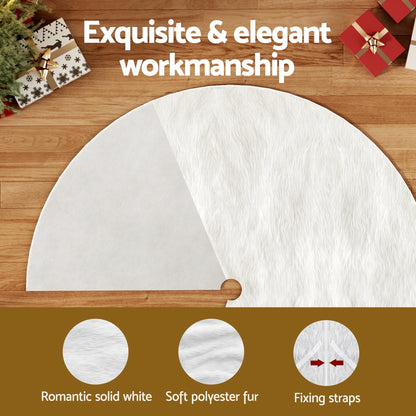 Jingle Jollys Plush Christmas Tree Skirt 120cm - White - view 5