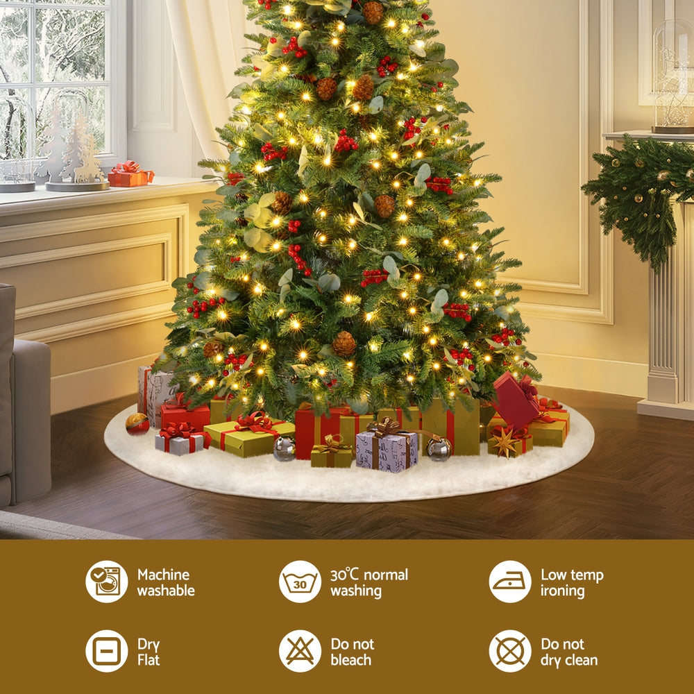 Jingle Jollys Plush Christmas Tree Skirt 90cm - White - view 4