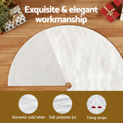 Jingle Jollys Plush Christmas Tree Skirt 90cm - White - view 5