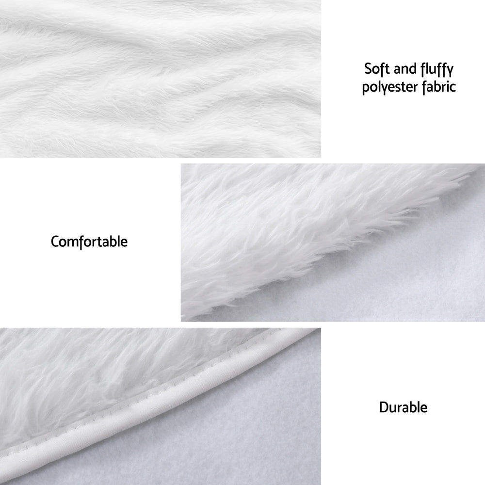 Jingle Jollys Plush Christmas Tree Skirt 90cm - White - view 6