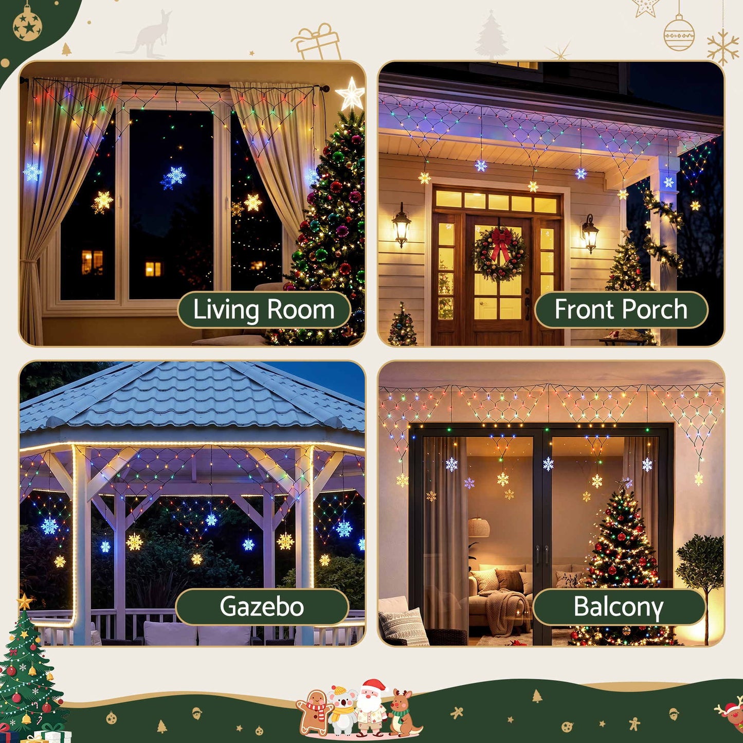 Jingle Jollys Solar Christmas Net Lights Multicolour 4m 100 LED