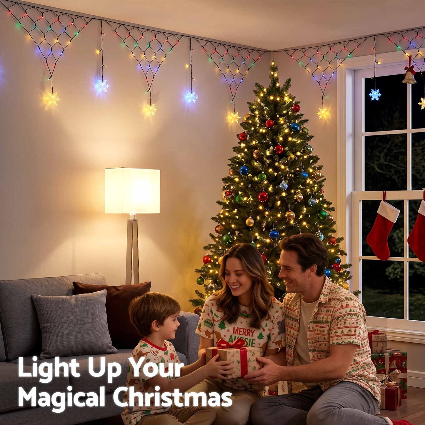 Jingle Jollys Solar Christmas Net Lights Multicolour 4m 100 LED