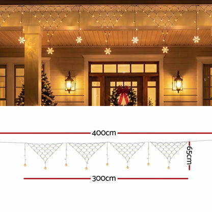 Jingle Jollys Solar Christmas Net Lights Warm White 4m 100 LED