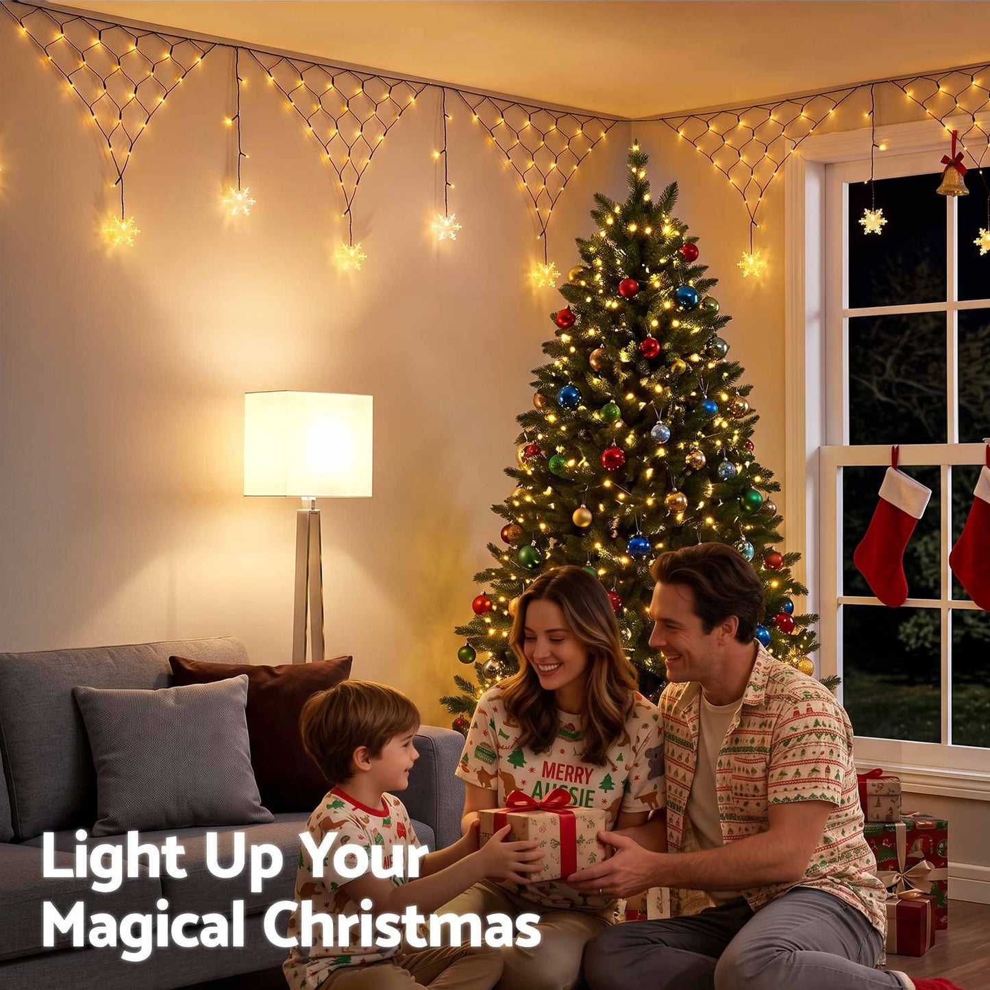 Jingle Jollys Solar Christmas Net Lights Warm White 4m 100 LED
