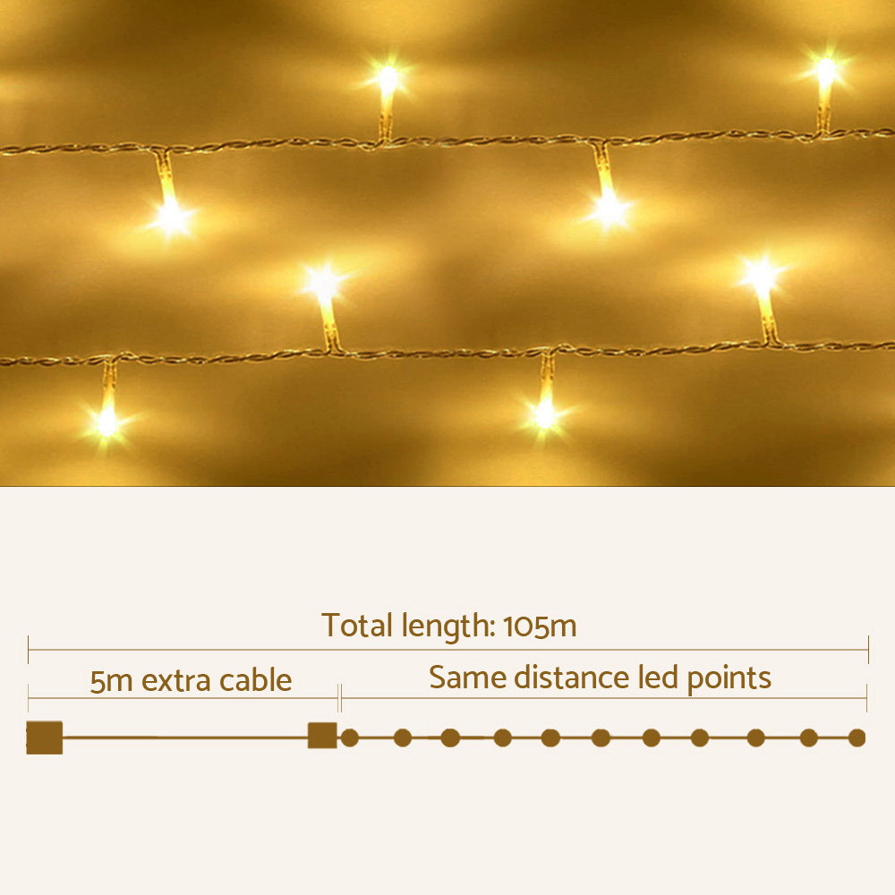 Jingle Jollys Christmas String Lights 500 LED Warm White 100m 8 Modes