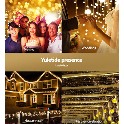 Jingle Jollys Christmas String Lights 500 LED Warm White 100m 8 Modes