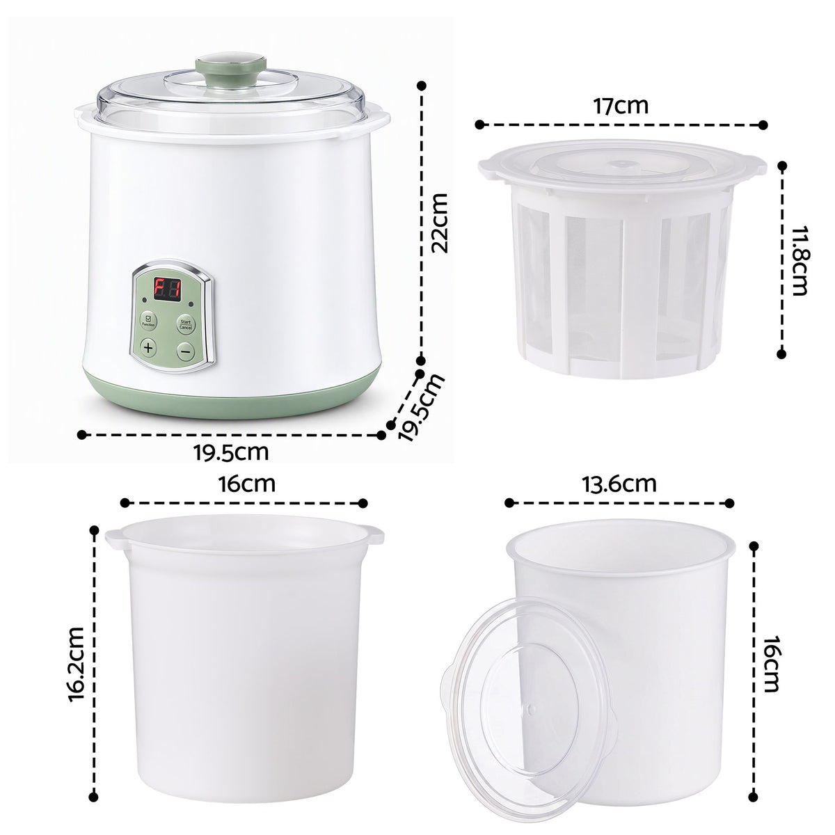 Devanti 2L yoghurt maker digital display and microcomputer control