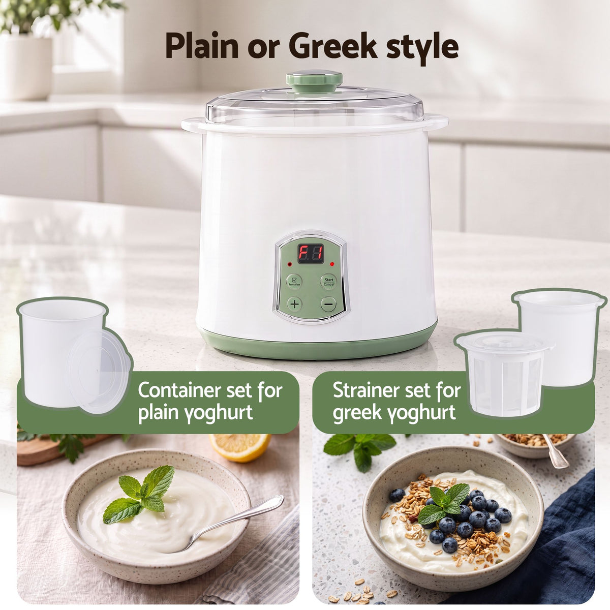 Devanti Greek yoghurt strainer with lid
