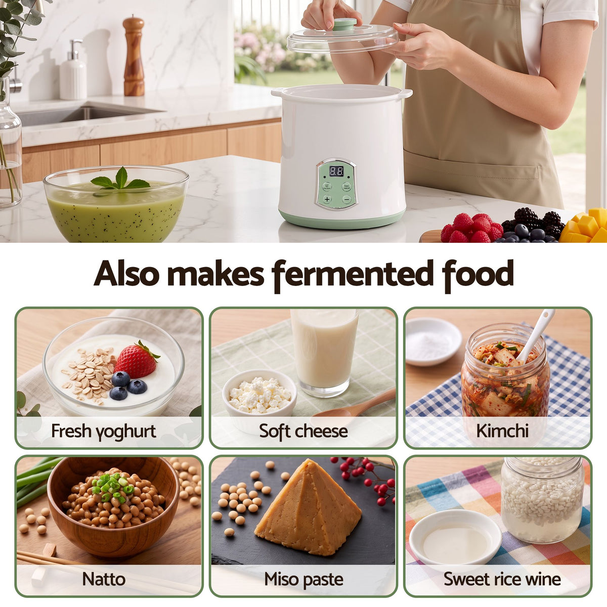 Devanti 2 in 1 yoghurt maker, 19.5 x 19.5 x 22cm, 20W