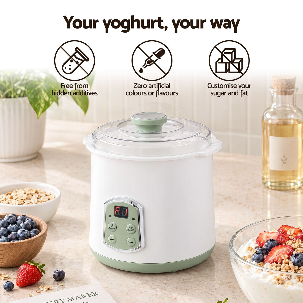 Devanti 2L yoghurt maker and fermenter in food grade ABS and PP