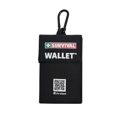 SURVIVAL First Aid Wallet 2.0, a slim water resistant first aid organiser with Velcro closure and built in carabiner