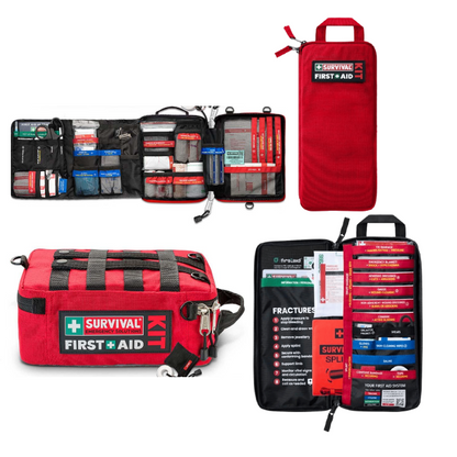 SURVIVAL Family and Slimline First Aid Kit Bundle, two paramedic designed kits for home and travel
