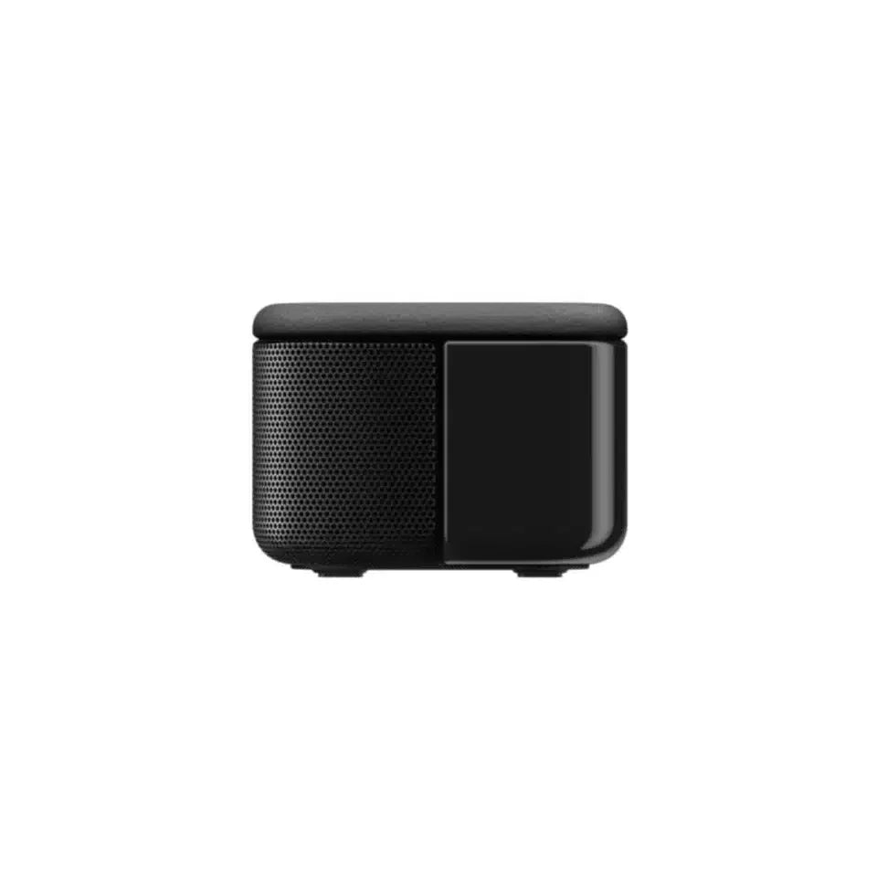 Black portable wireless speaker on white background, bargain electronics at Stacks Warehouse AU