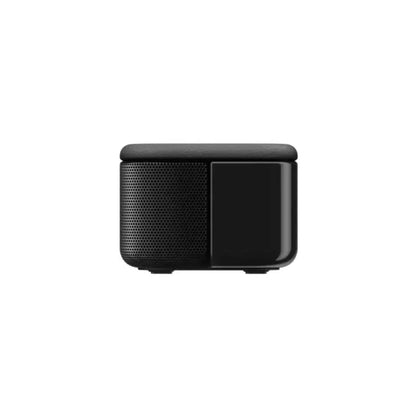 Black portable wireless speaker on white background, bargain electronics at Stacks Warehouse AU