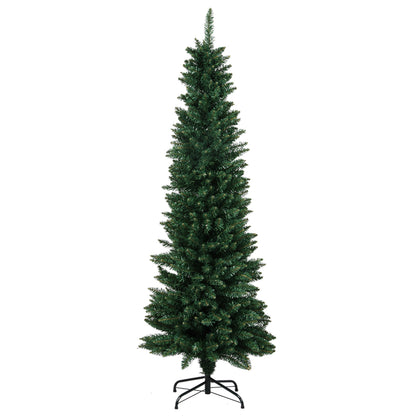 Santaco 2.1m Pencil Christmas Tree 800 Tips Slim Artificial Green