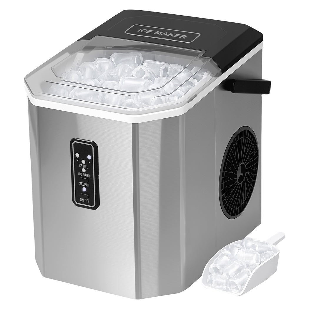 Spector Portable Ice Maker 12kg Countertop Bullet Ice Machine Silver