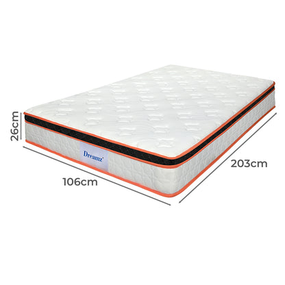Dreamz 7 Zone Pocket Spring Mattress 26cm King Single