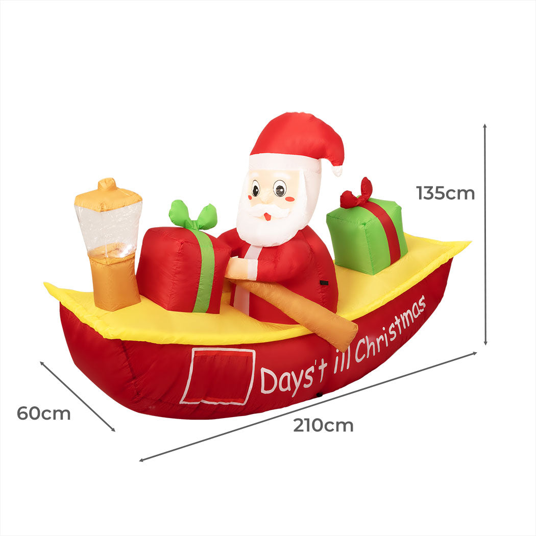 Santaco Christmas Inflatable Santa Claus 2.1m LED Outdoor Decoration
