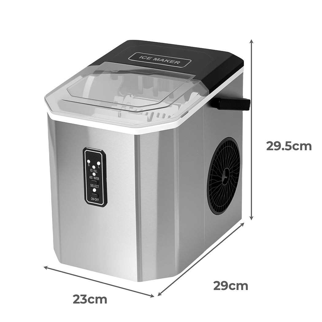 Spector Portable Ice Maker 12kg Countertop Bullet Ice Machine Silver