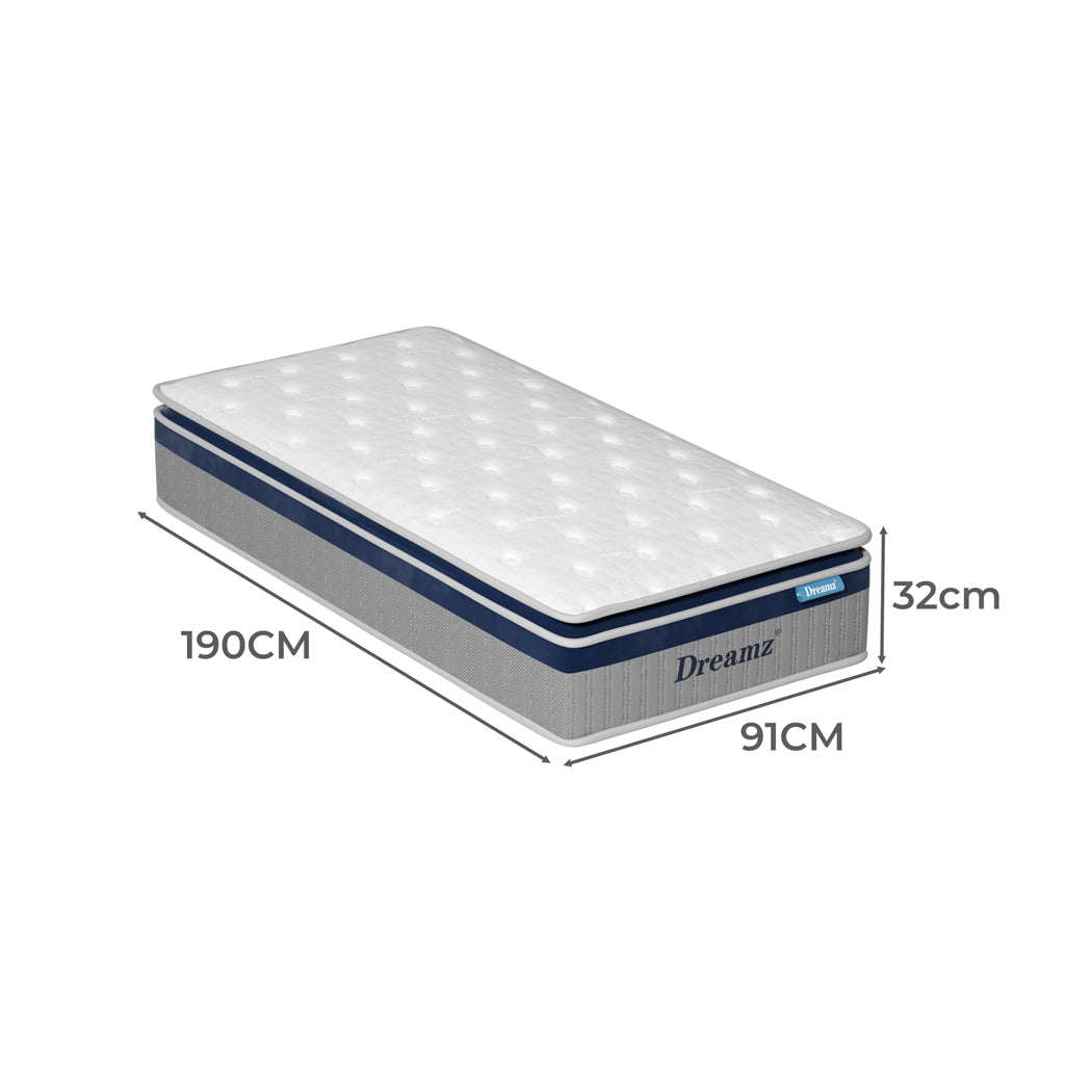 DreamZ Spring Mattress Pillow Top All Sizes  32CM