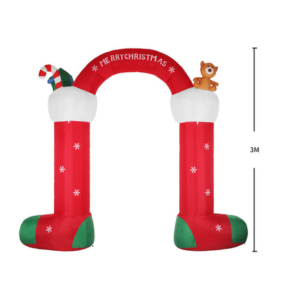 Santaco Christmas Inflatable Stocking 3m LED Outdoor Decoration
