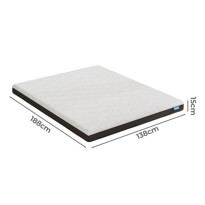 Dreamz Double Mattress Gel Memory Foam Cooling Breathable 15cm Medium Firm