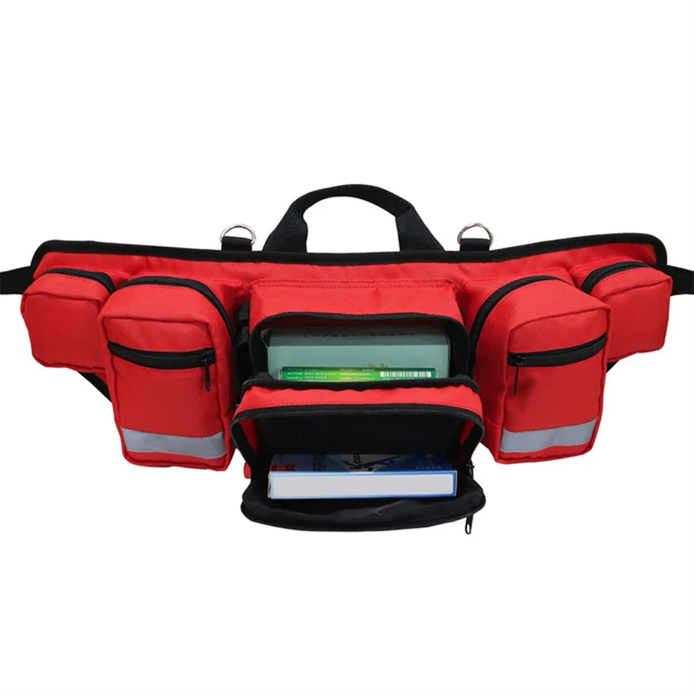 Durable green softpack with reflective strip for visibility in low-light conditions