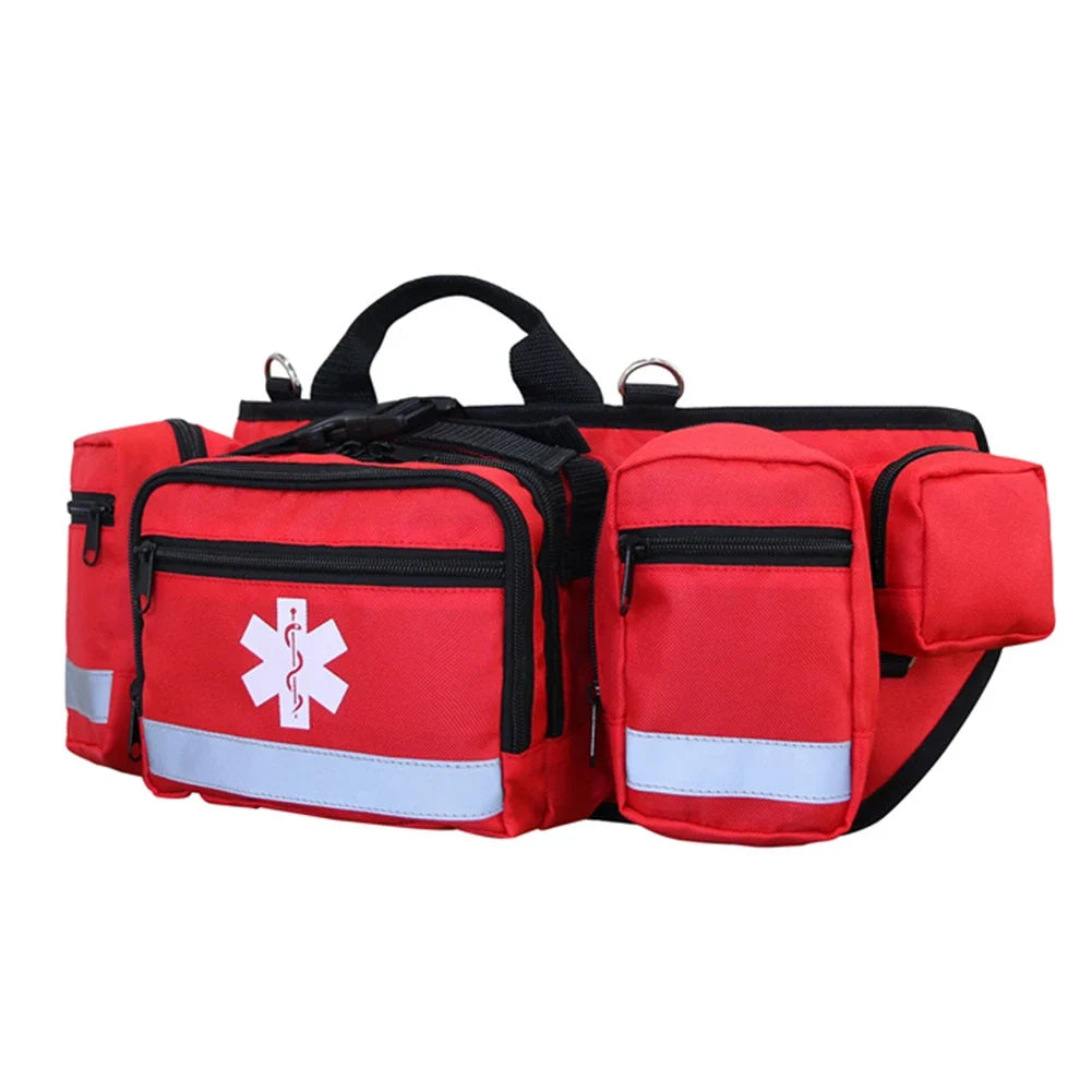 Quick-access centre slit pocket for retrieving supplies without unpacking the kit