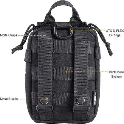 MOLLE compatible first aid pouch that attaches to backpacks, vests or belts