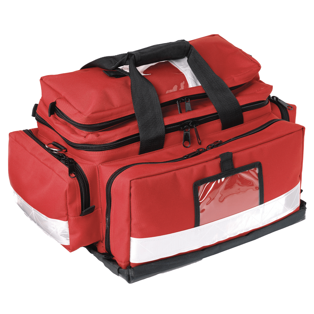 Instruments and equipment: universal shears, splint, CPR pocket mask, penlight torch and ice packs
