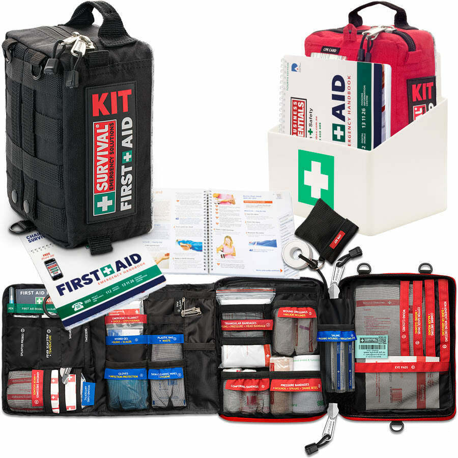 SURVIVAL Business First Aid Bundle with Workplace Kit PLUS, Vehicle Kit, handbook and wall bracket