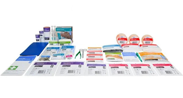 Sports first aid bag 43 x 28 x 26 cm with sport tape, instant ice packs, bandages and thermal blankets