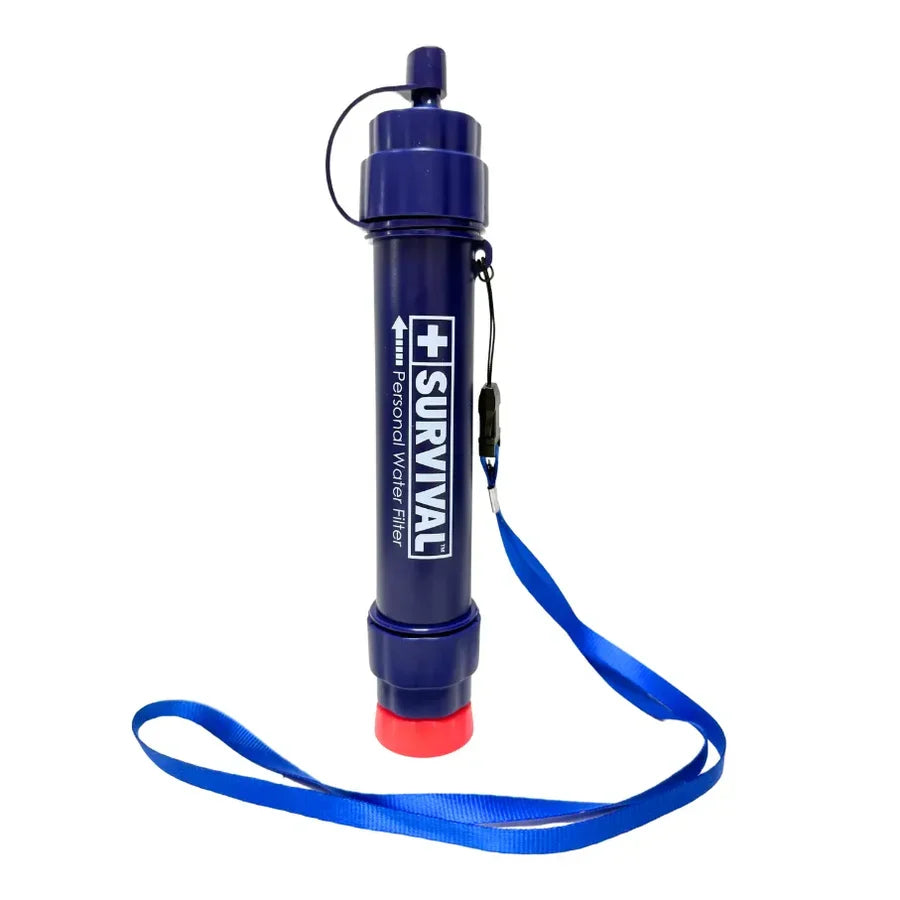 SURVIVAL BPA free water filter bottle, 36 oz with six stage filtration, included in the bundle